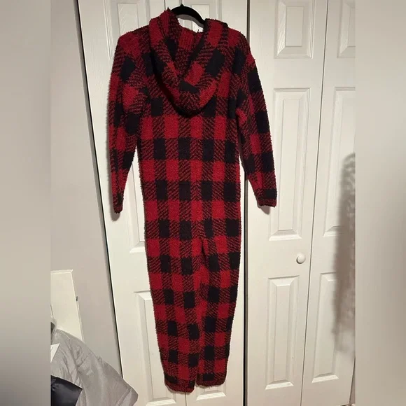 Skims NWT red black brick buffalo check plaid knit onesie - S/M